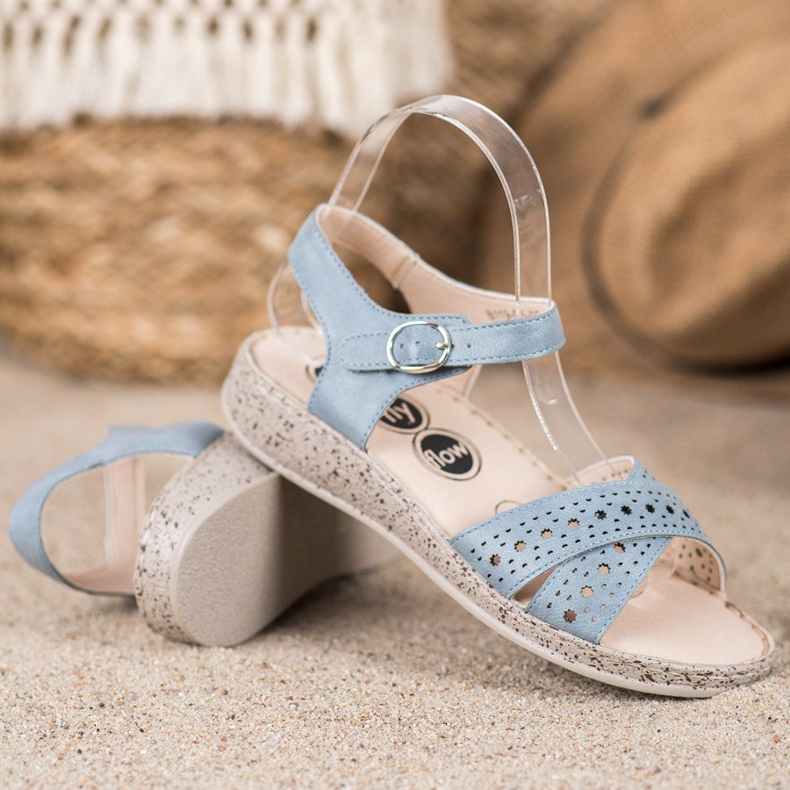 SHELOVET Sandalias cómodas en la plataforma azul 2