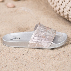 SHELOVET Pantuflas de Terciopelo con Estrellas gris 2