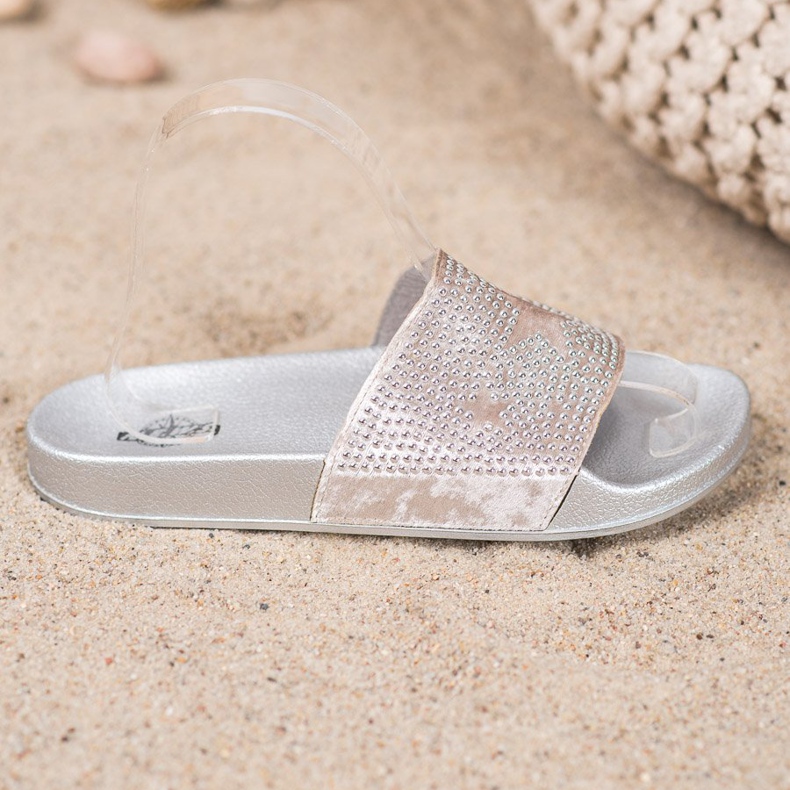 SHELOVET Pantuflas de Terciopelo con Estrellas gris 2