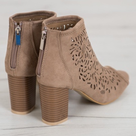 Botas VINCEZA con punta abierta calada marrón 3
