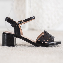Kylie Sandalias con cuero ecológico en una barra negro 3