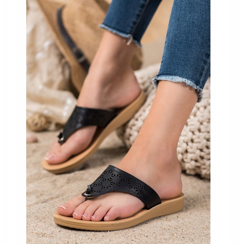 Kylie Pantuflas Con Patrón Calado negro 1