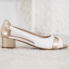 Zapatos de salón con tacones bajos VINCEZA blanco amarillo 5
