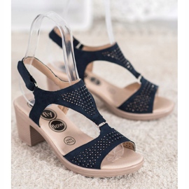 SHELOVET Cómodas sandalias de velcro azul 5