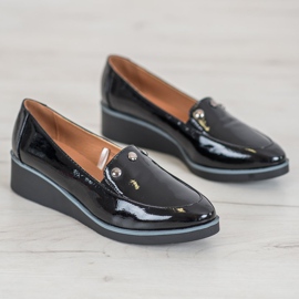 Vinceza Salón lacado con cuña negro 3