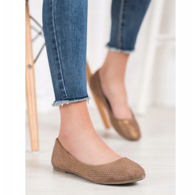 Diamantique Bailarinas de ante con cristales marrón 2