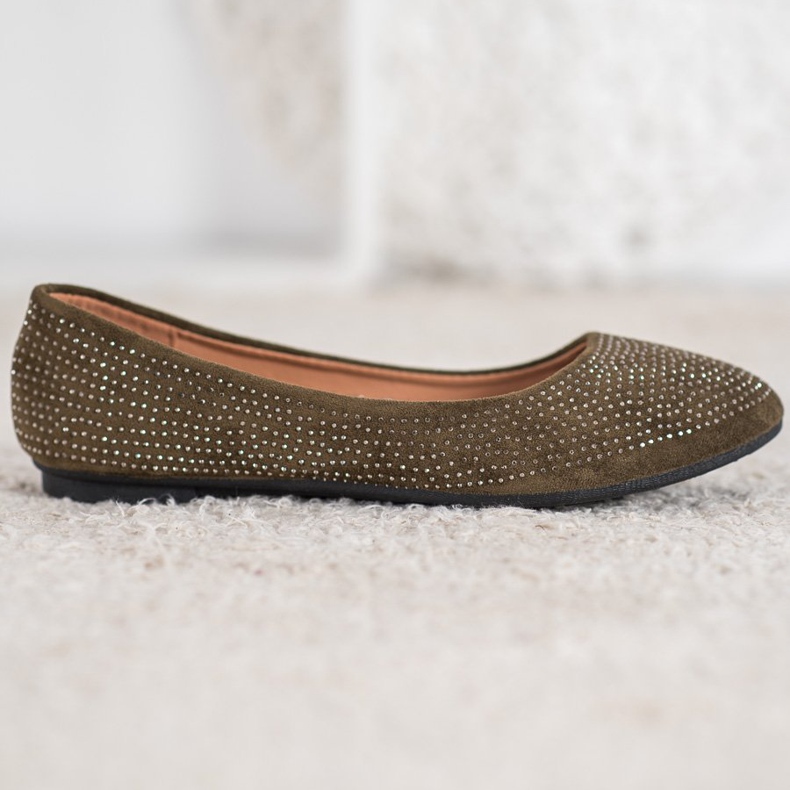 Diamantique Bailarinas de ante con cristales verde 2