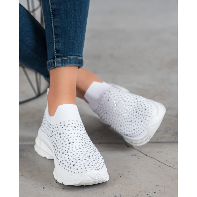Renda Zapatillas blancas con cristales blanco 1