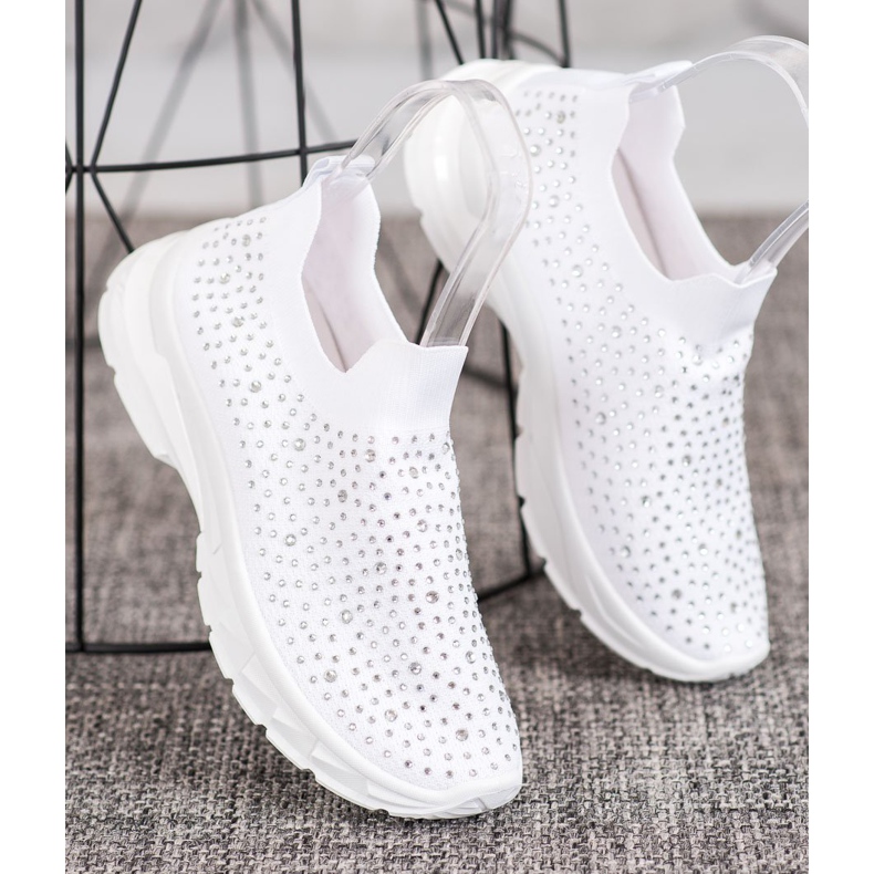Renda Zapatillas blancas con cristales blanco 2