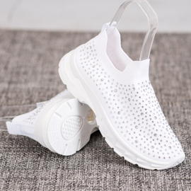 Renda Zapatillas blancas con cristales blanco 3