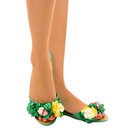 Sandalias meliski verde con flores AE20 1