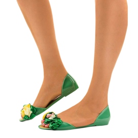 Sandalias meliski verde con flores AE20 2