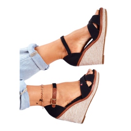 SEA Sandalias Mujer Con Cuña Negro LaMane marrón 2