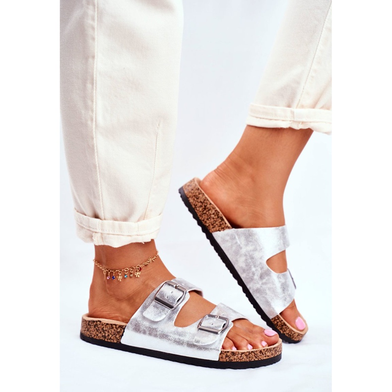 EVE Pantuflas De Mujer Con Hebillas Plata Vivio gris 2