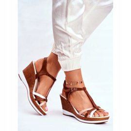 Sandalias Mujer Con Cuña Sergio Leone Marrón SK308 blanco 2