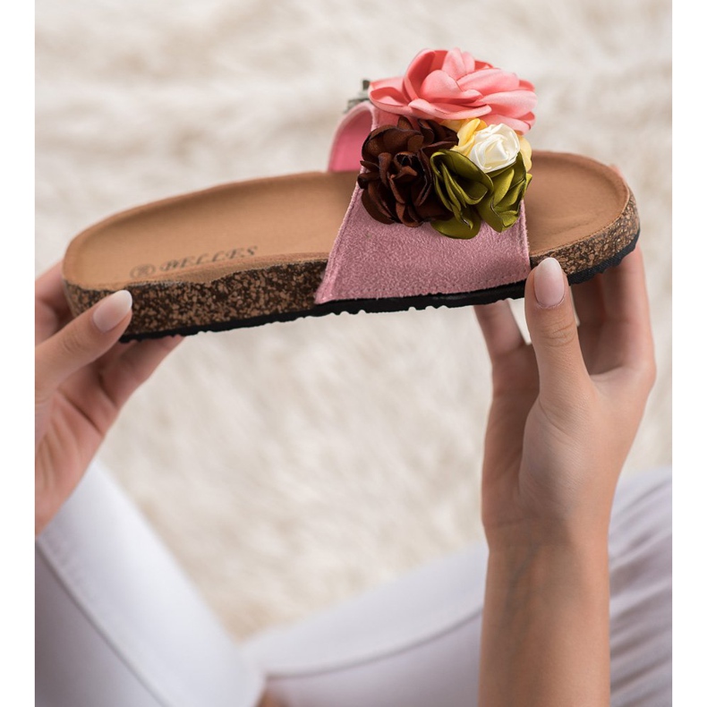 SHELOVET Zapatillas Con Flores rosado 1