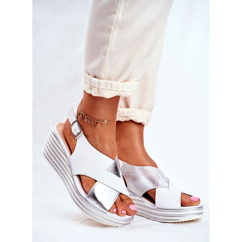 Sandalias Mujer Con Cuña Sergio Leone Blanco SK328 gris 1