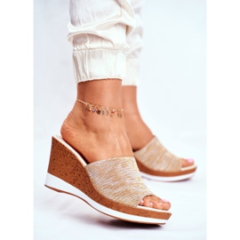 Pantuflas Mujer Con Cuña Sergio Leone Beige SK320 amarillo 2