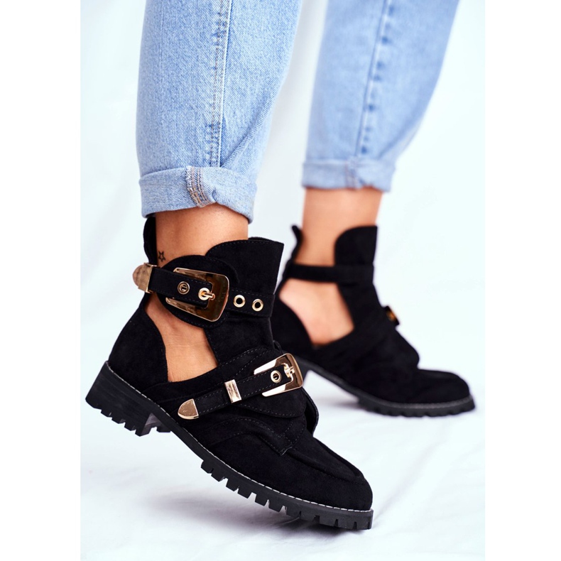 Lu Boo Black Suede Cut Out Zapatos Rock Girl negro 2