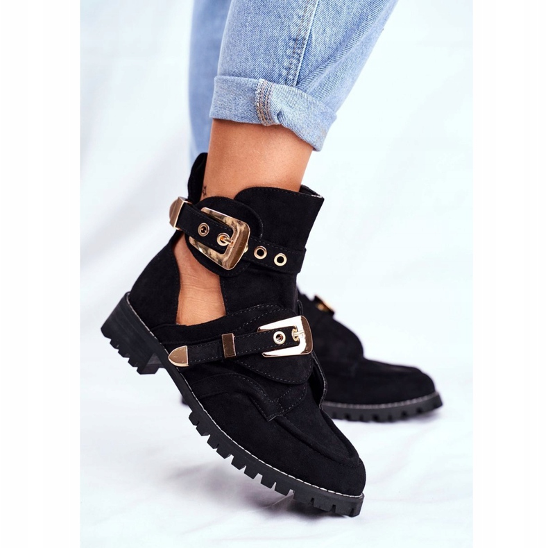 Lu Boo Black Suede Cut Out Zapatos Rock Girl negro 1