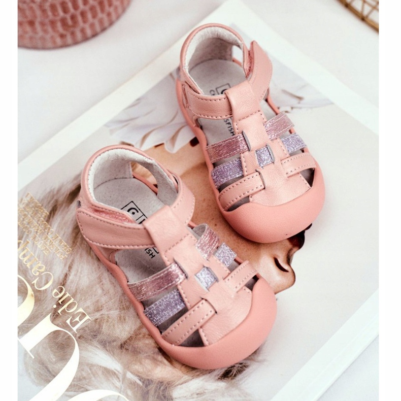 Apawwa Sandalias Infantiles con Velcro Purpurina Rosa Ontario 2