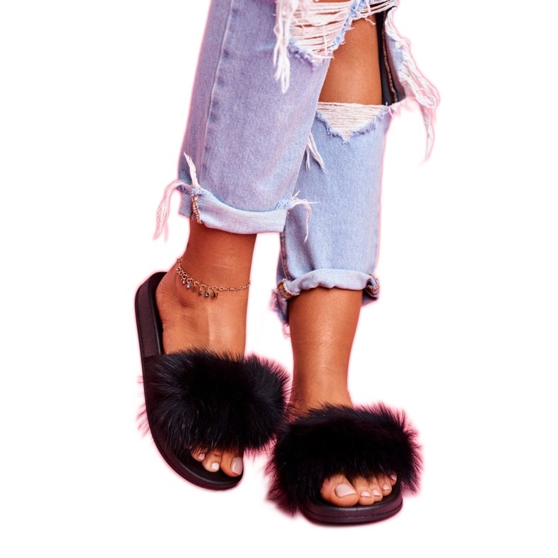 Pantuflas de Mujer con Piel Natural Negra Naturis negro 3