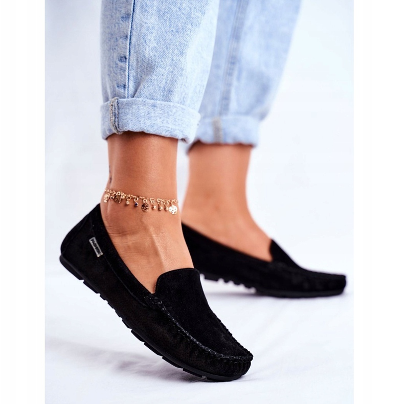 Vinceza Mocasines Mujer Piel Ante Negro Papito 1