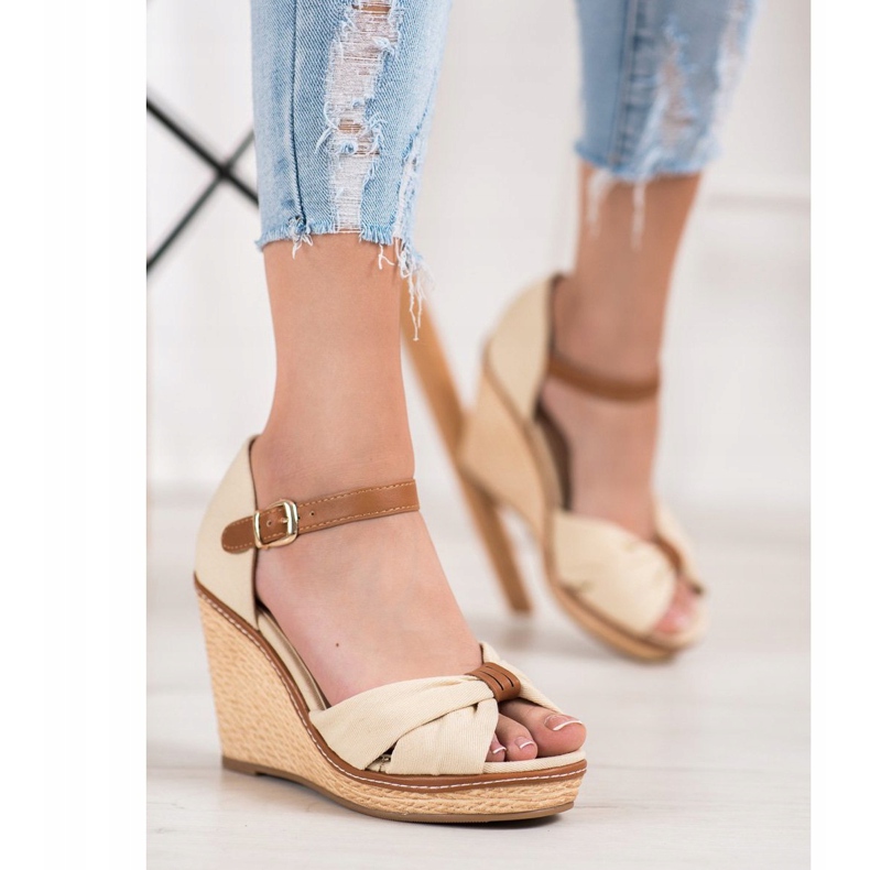 SHELOVET Sandalias de tacón marrón 1