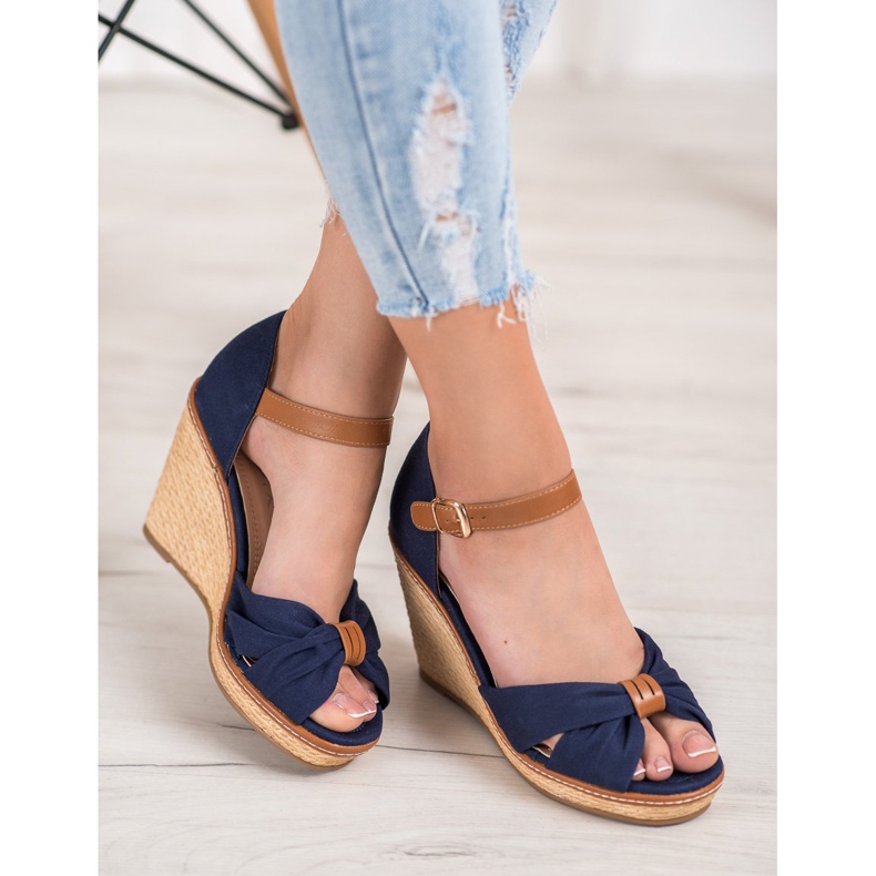 SHELOVET Sandalias de tacón azul 2