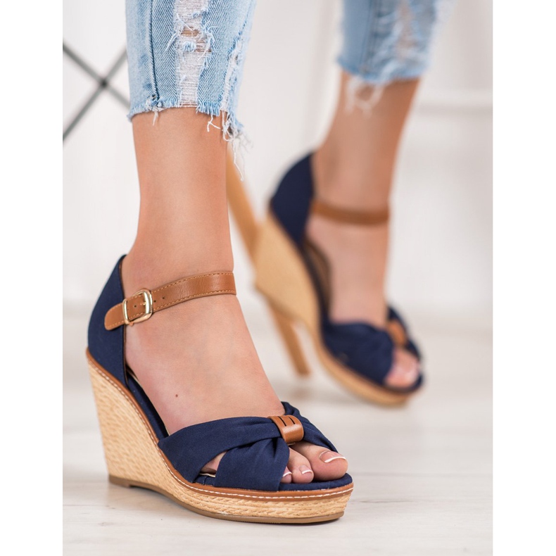 SHELOVET Sandalias de tacón azul 1