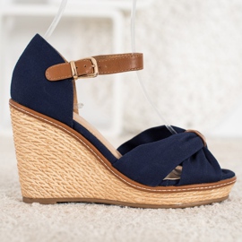 SHELOVET Sandalias de tacón azul 3
