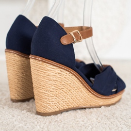 SHELOVET Sandalias de tacón azul 4