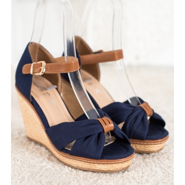 SHELOVET Sandalias de tacón azul 5