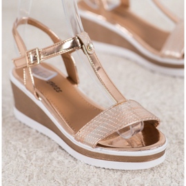 SHELOVET Cuñas Doradas Con Cuero Ecológico dorado 1