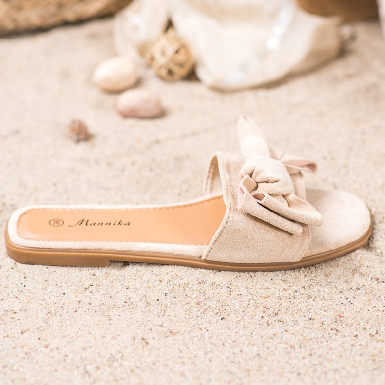 Mannika Zapatillas con lazo marrón 1