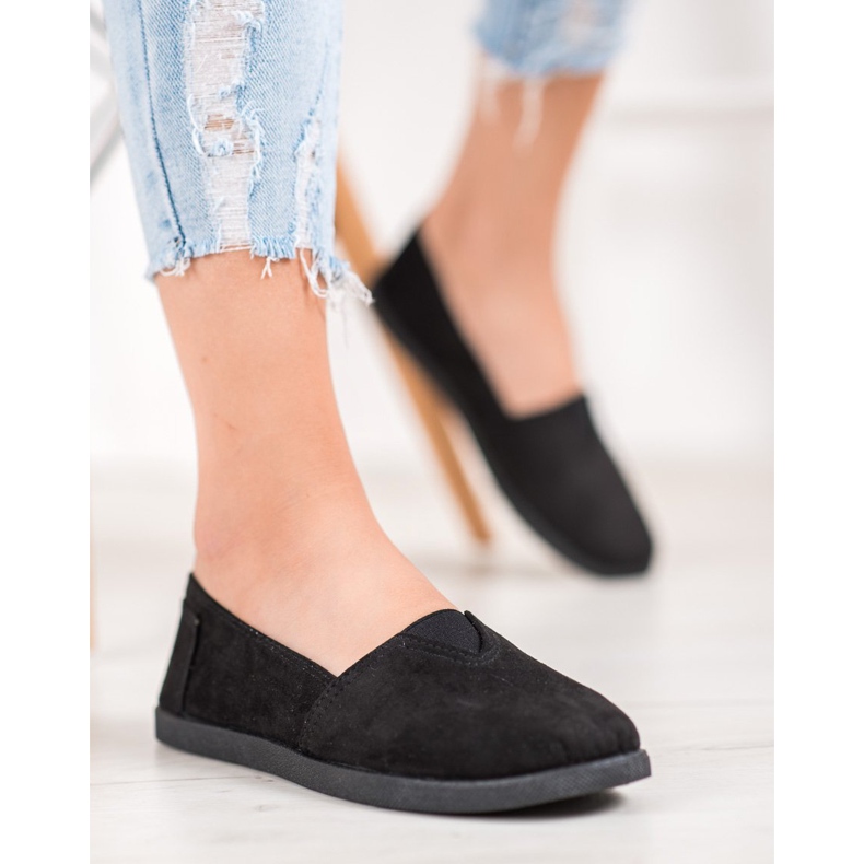 SHELOVET Slipons de gamuza negro 2
