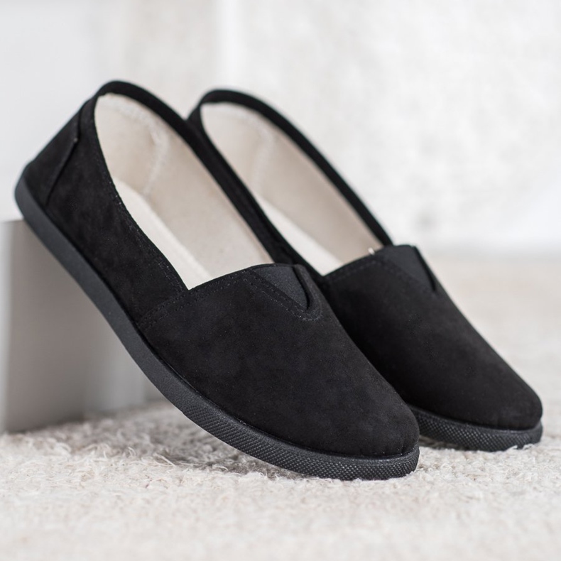 SHELOVET Slipons de gamuza negro 1