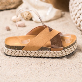 SHELOVET Zapatillas en la plataforma marrón amarillo 4