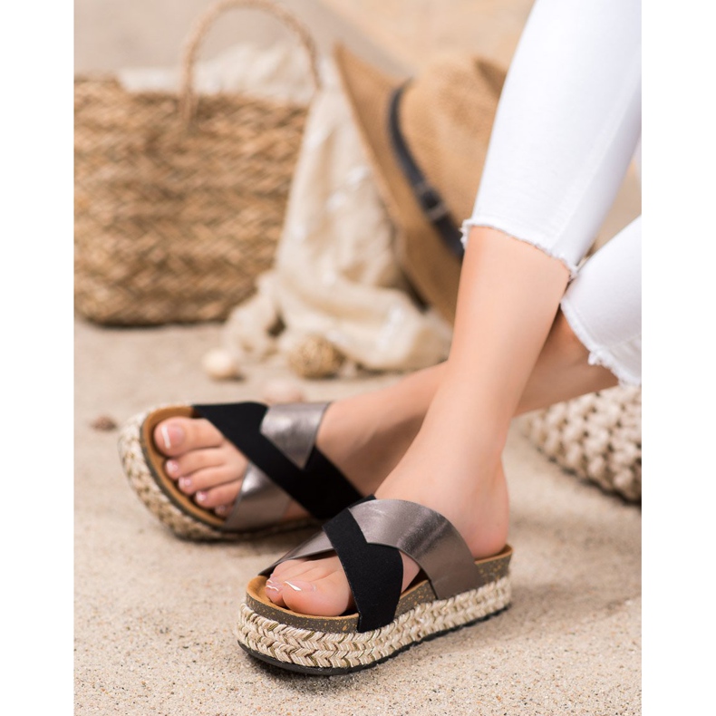 SHELOVET Zapatillas en la plataforma negro gris 2