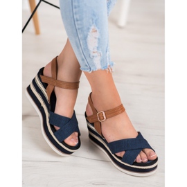 SHELOVET Cuñas azul marino de moda marrón 1