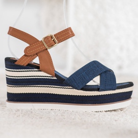 SHELOVET Cuñas azul marino de moda marrón 2