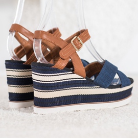 SHELOVET Cuñas azul marino de moda marrón 3