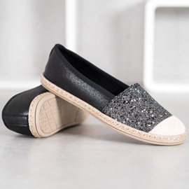SHELOVET Alpargatas Negras Con Brillo negro 3