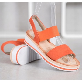 Mannika Sandalias de gamuza en la plataforma naranja 1
