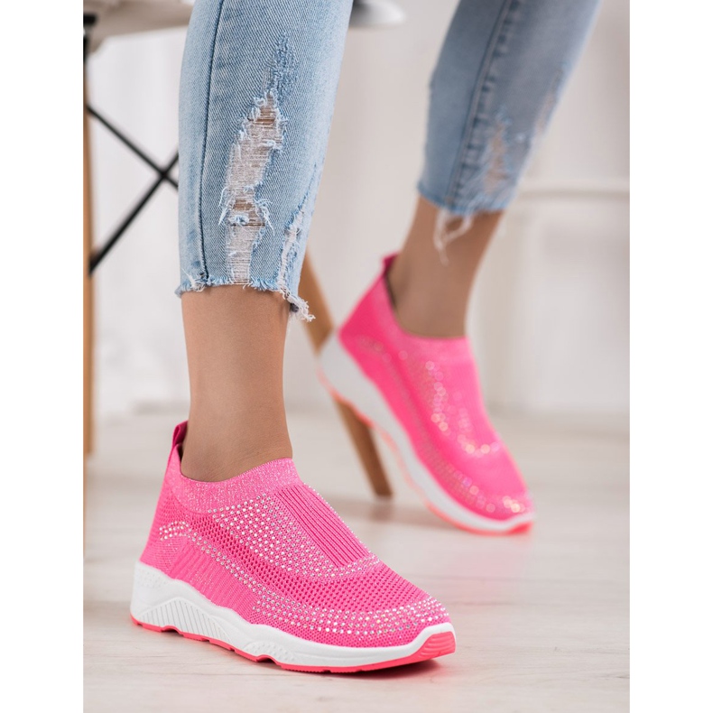 Zapatillas rosas sin cordones rosado 1