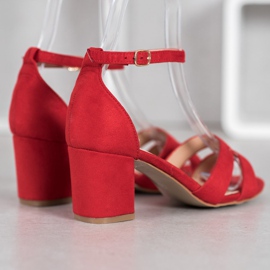Mannika Sandalias de ante rojo 4
