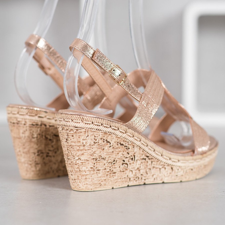 Renda Sandalias de cuña elegantes amarillo 1