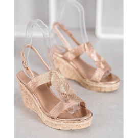Renda Sandalias de cuña elegantes amarillo 2