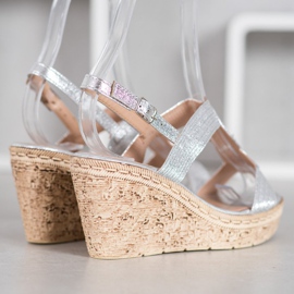 Renda Sandalias de cuña elegantes gris 5