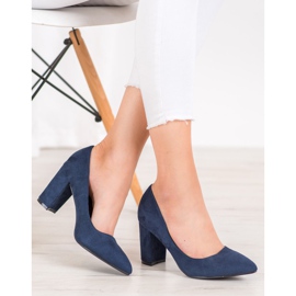 SHELOVET Tacones altos de gamuza azul marino azul 5